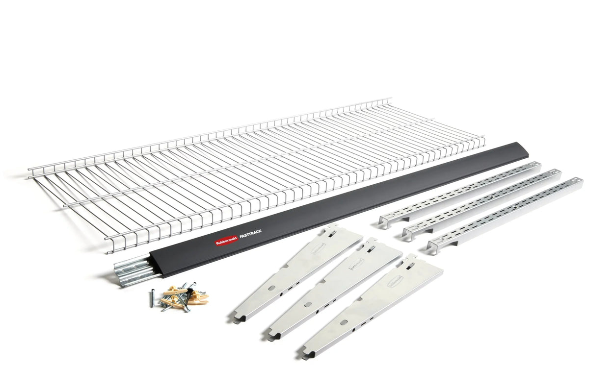 Kit, Steel Fast Track Storage Track System Rubbermaid 9-Piece Garage Wire Shelf Starter