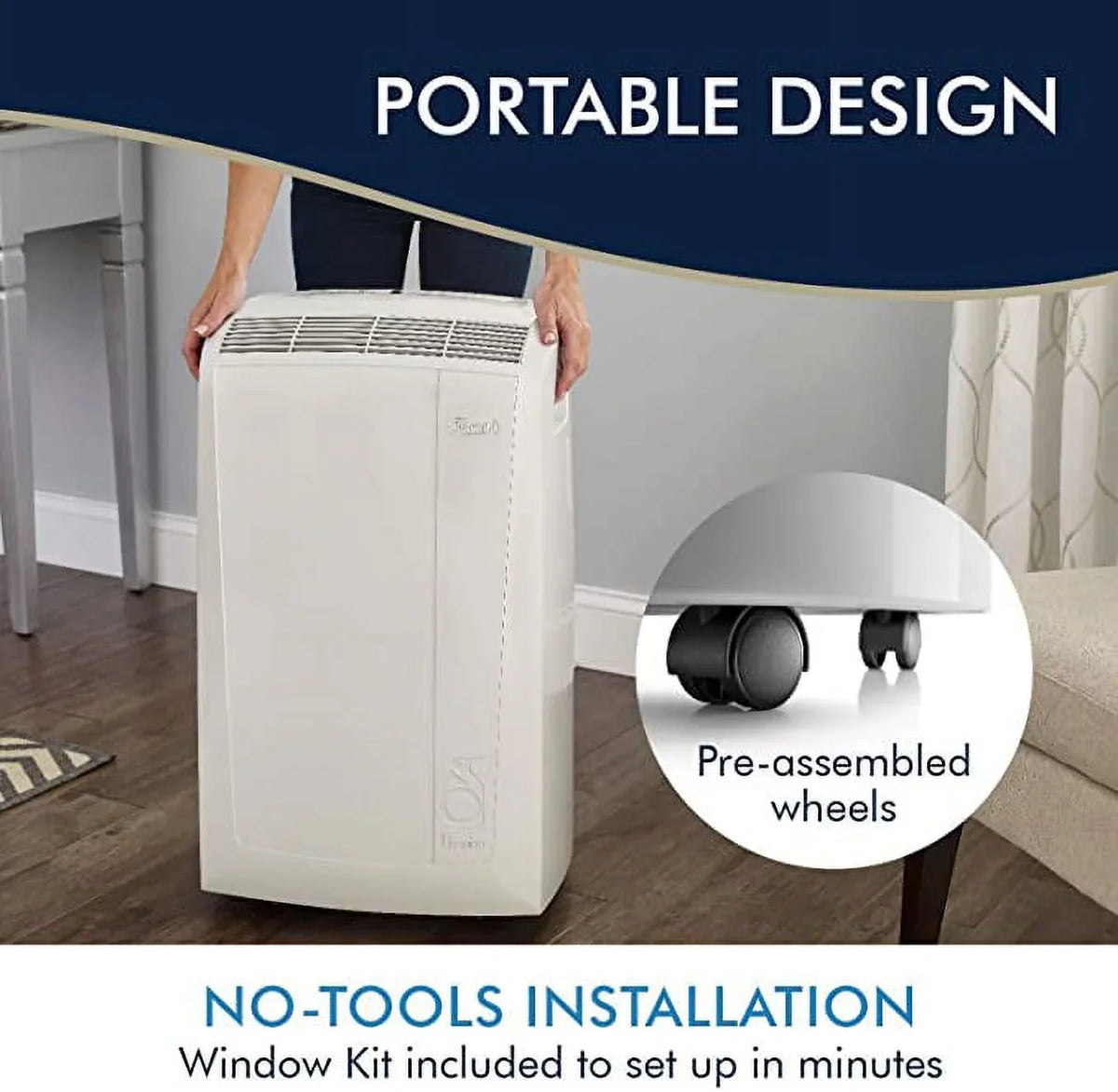(Refurbished) 6,700 with 3-Speed (10,000 BTU Air BTU ASHRAE) Portable DeLonghi Dehumidifier Restored Conditioner