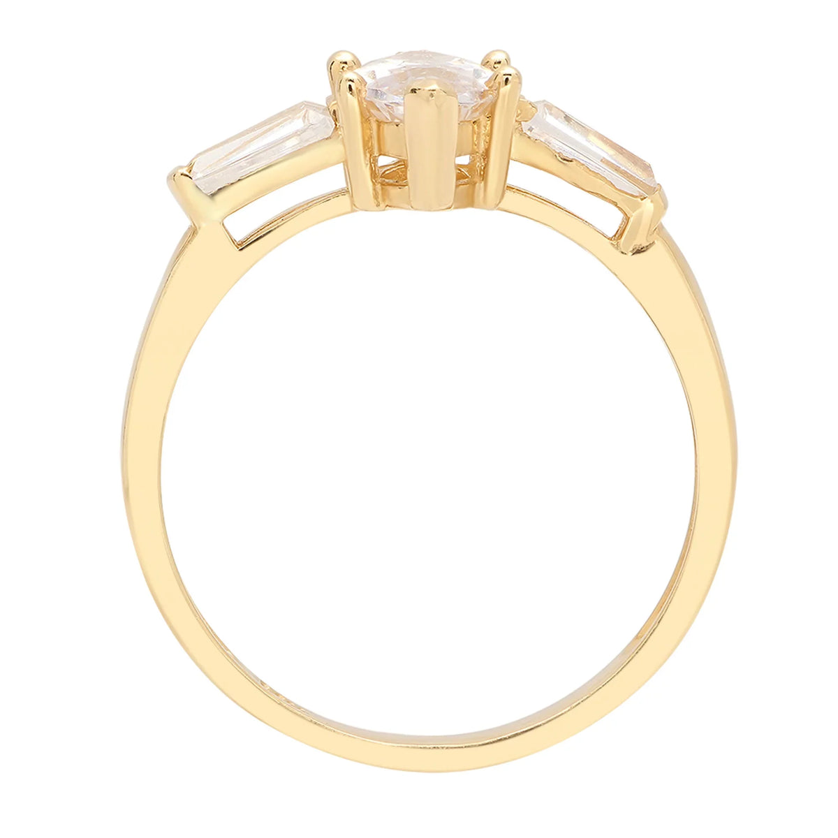 Yellow 2.0 Simulated 14k Marquise 10.5 Cut SZ Diamond Brilliant Gold Ring ct Three-Stone