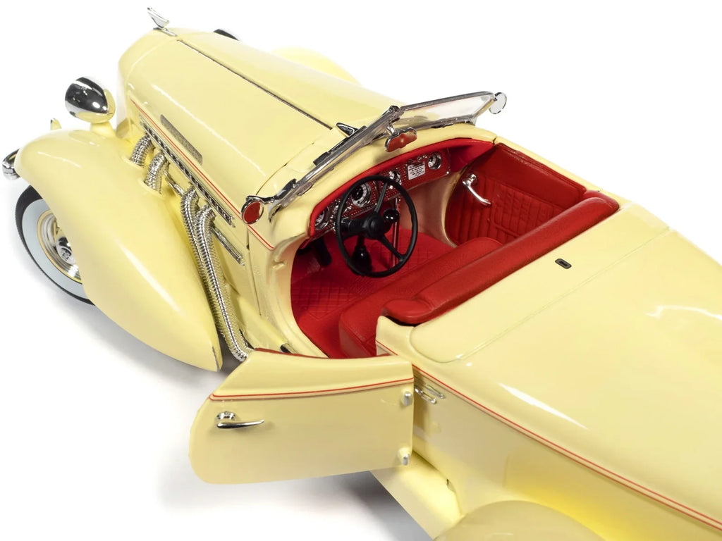 Diecast Car, Auburn Autoworld Red with Model 851 Speedster 1935 Cream AW297 1-18