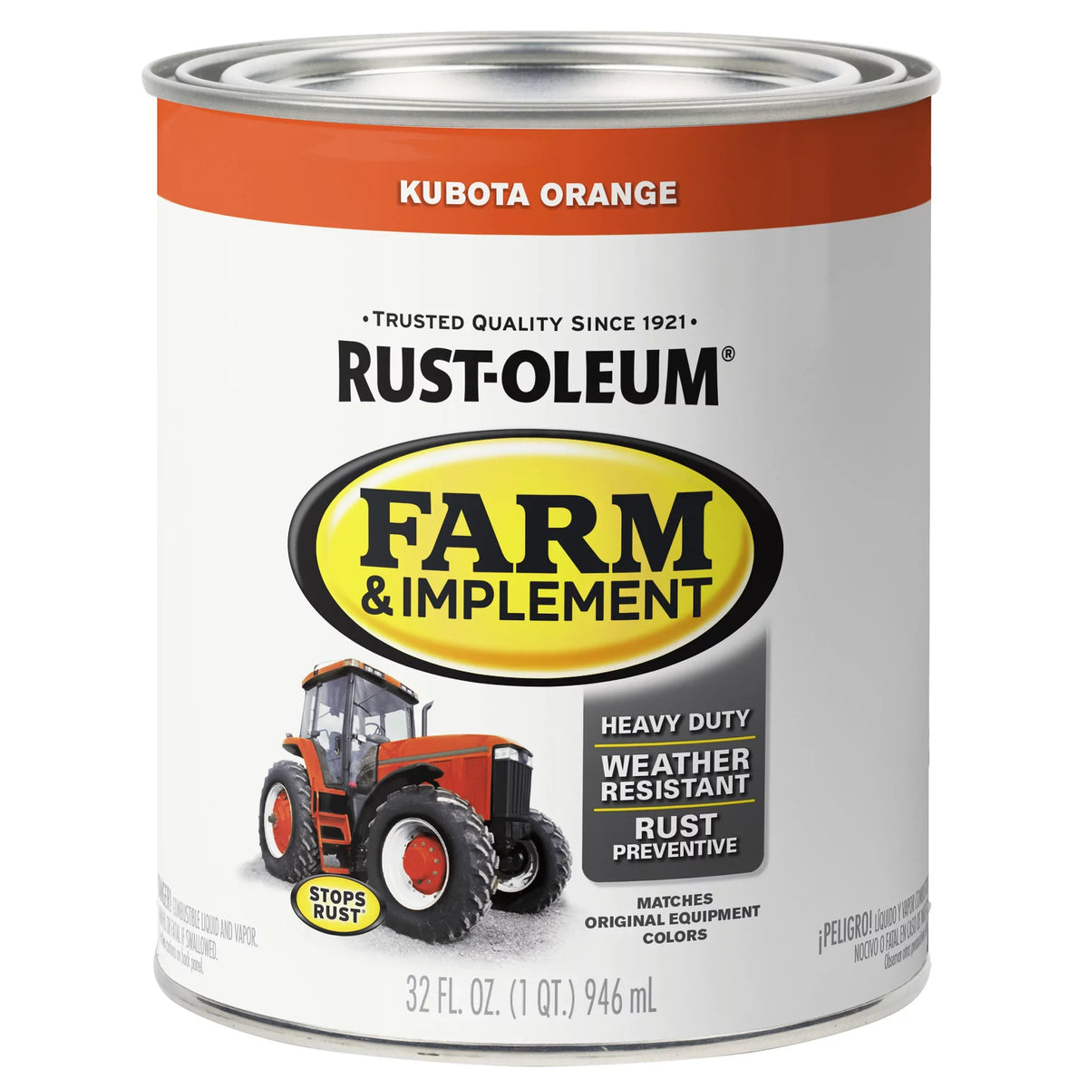 Rust-Oleum Gloss Quart, Kubota and Pack Paint- Implement Farm Specialty Orange, 2