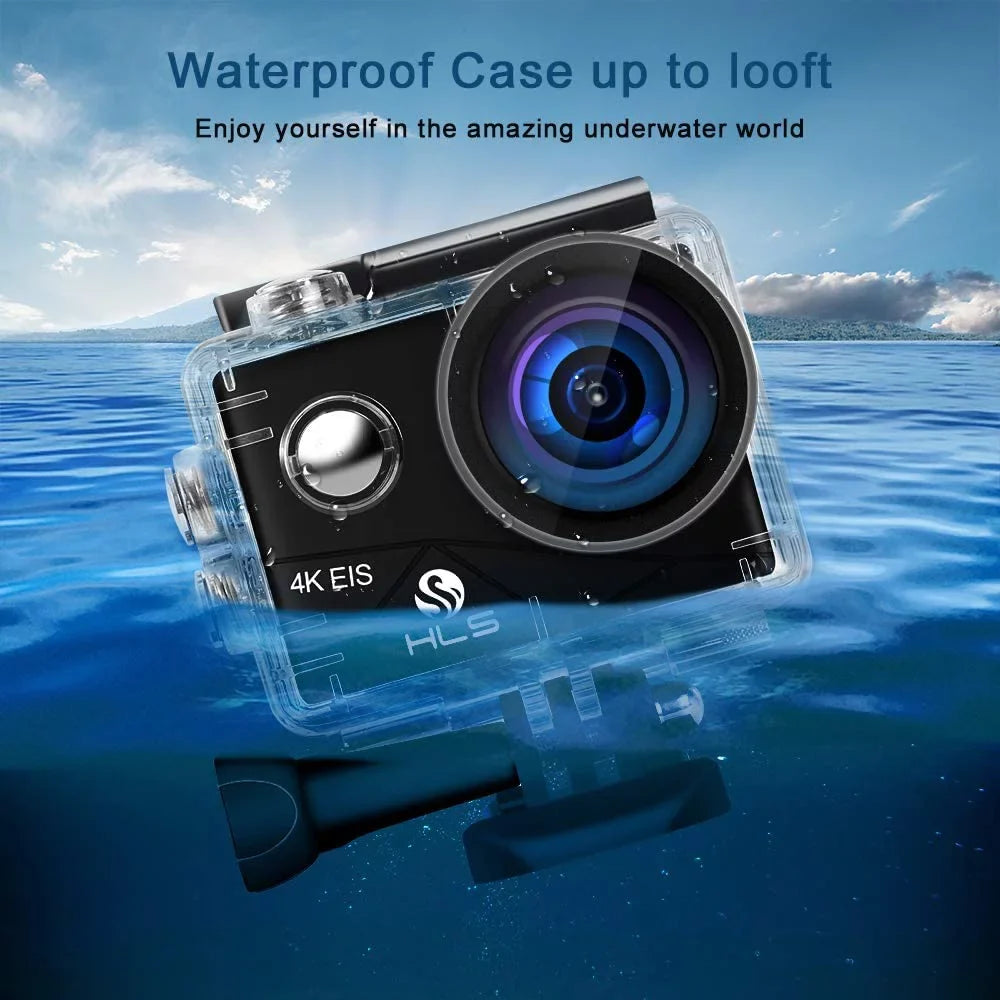 HD Waterproof Sports 4K Camera Camera Vlog Case Accessories Kit Underwater with Remote Camera with Wide Charger WiFi Lens Angle Mount for Outdoor with Video Battery Action