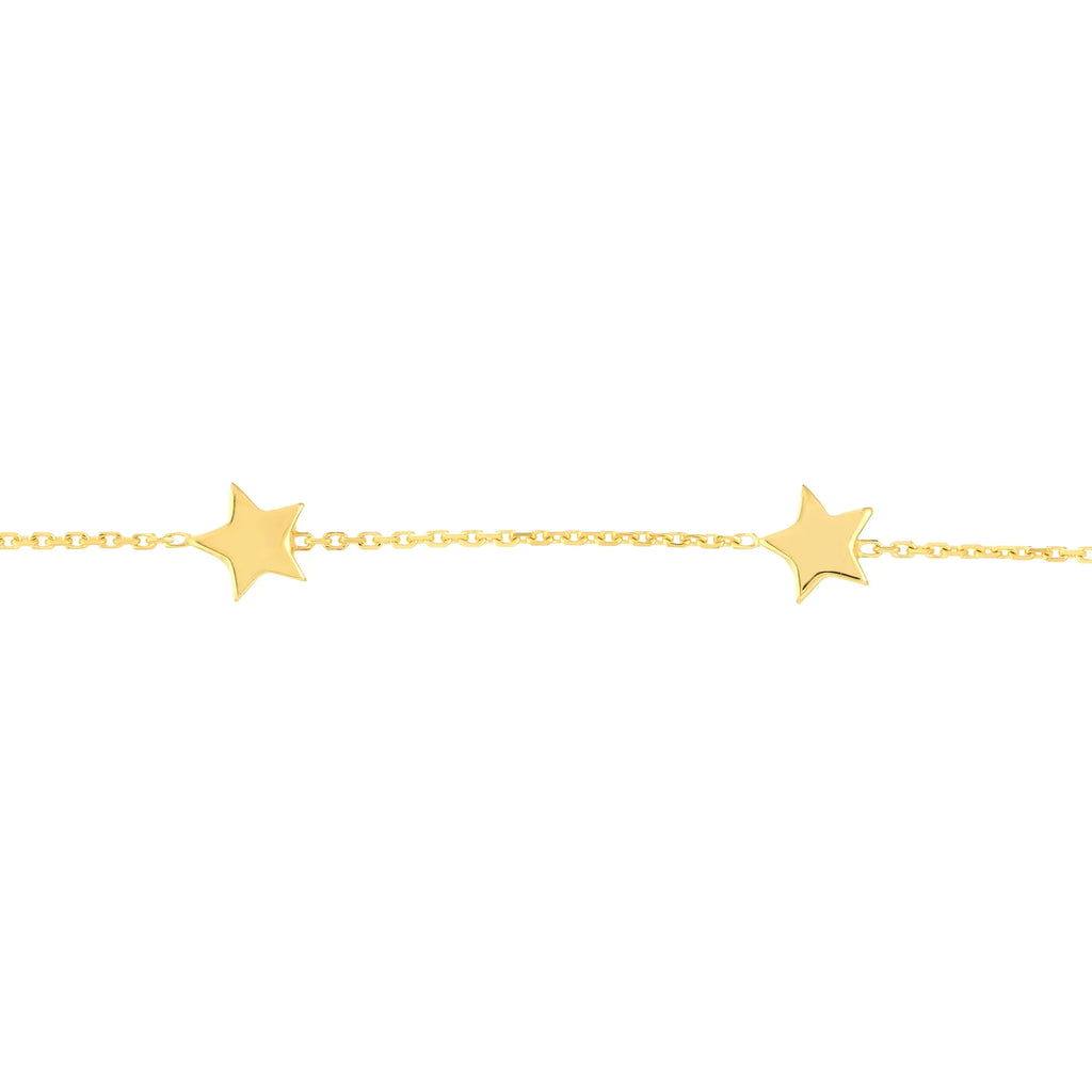 Stationed Star Yellow Adj. Bracelet Women - 7.25" Gold 14K 6