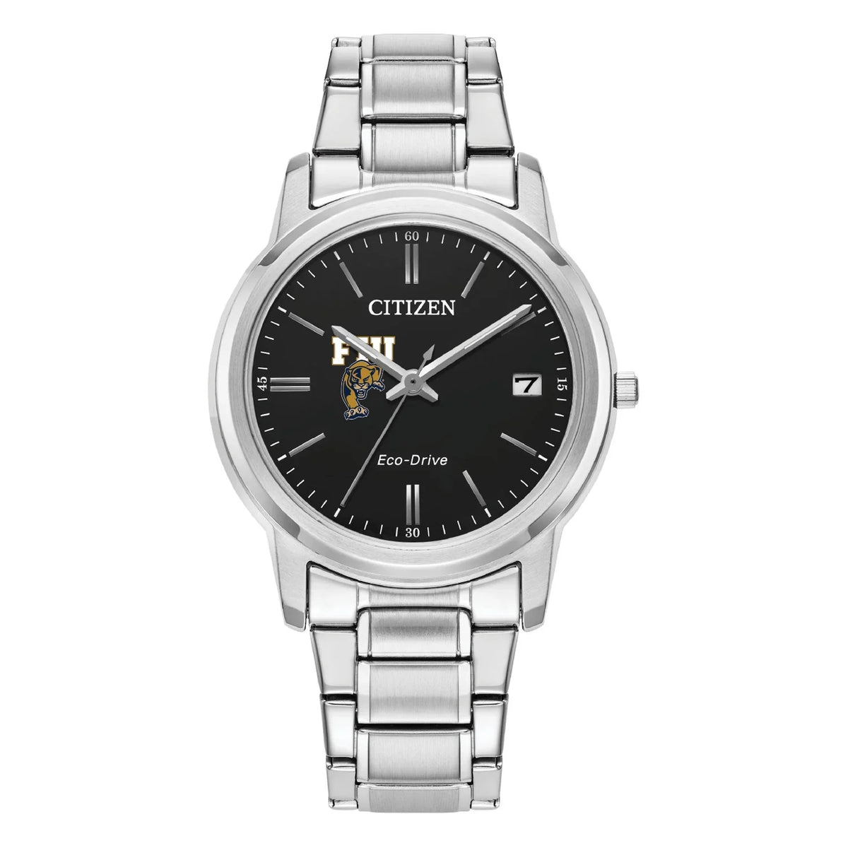 Steel Women's Dial Stainless Black Watch FIU Silver Eco-Drive Panthers Watch Citizen