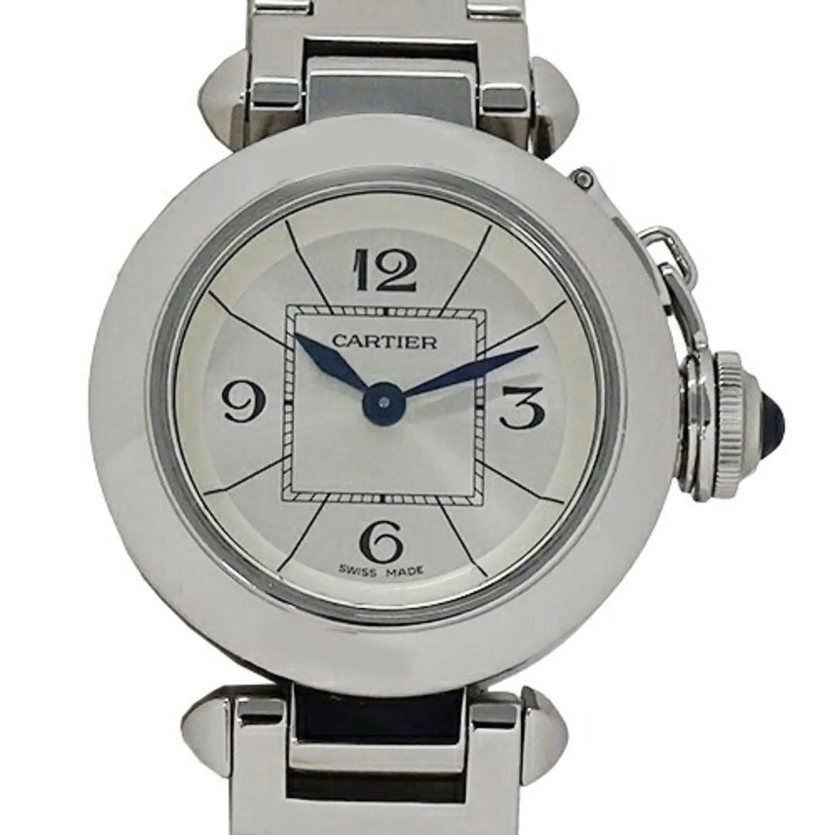 Quartz, W3140007, Miss Ladies Pasha Stainless Polished Pre-Owned (Good) SS, Cartier Steel, Silver, Watch,
