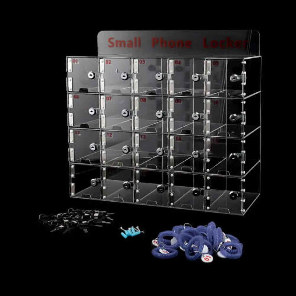 Keys Storage w/ Acrylic Slots Cellphone Phone 20 Box Locker Thickened Clear Cell