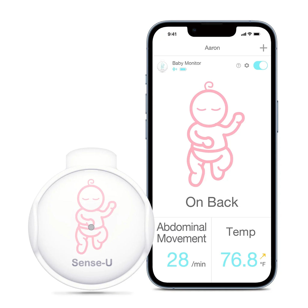 Temperature, Position Monitor on with Baby's Abdominal Sleeping Tracks Movement Smartphones, Pink Baby Alerts Abdominal Movement, Instant Baby for Smart Audio - Rollover Safety Sense-U and