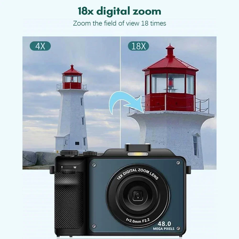 Portable Digital QISUO Camera Lenses 1/4in 3.0-inch Mount Camera,Battery Spirastell 18X Dete Auto Dual Lanya 4K camera Lenses Mount Camera 48MP Dual Festival 4K Video Camera 48MP