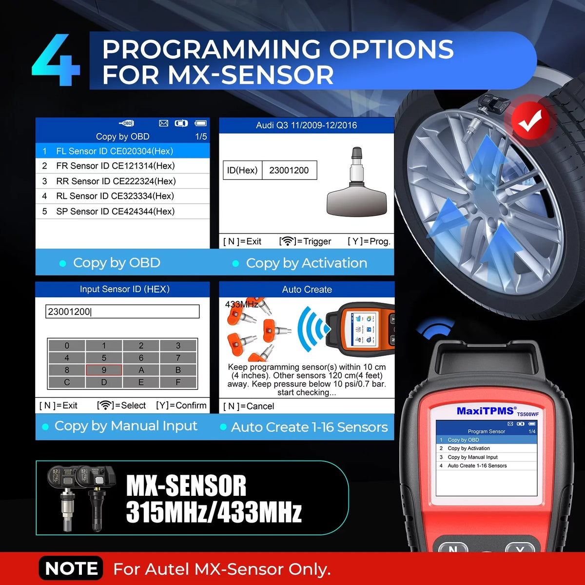 TS508WF Reset DTCs, TPMS Upgraded Scan Tool MaxiTPMS Autel Sensors, Tool TS408 TS508 TPMS Relearn/Activate Programming Read/Clear All of TPMS