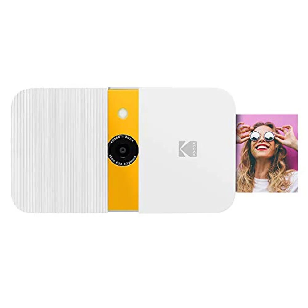 with KODAK Case Soft Instant Frames Photo Bundle Print Camera Digital (White/Yellow) Smile