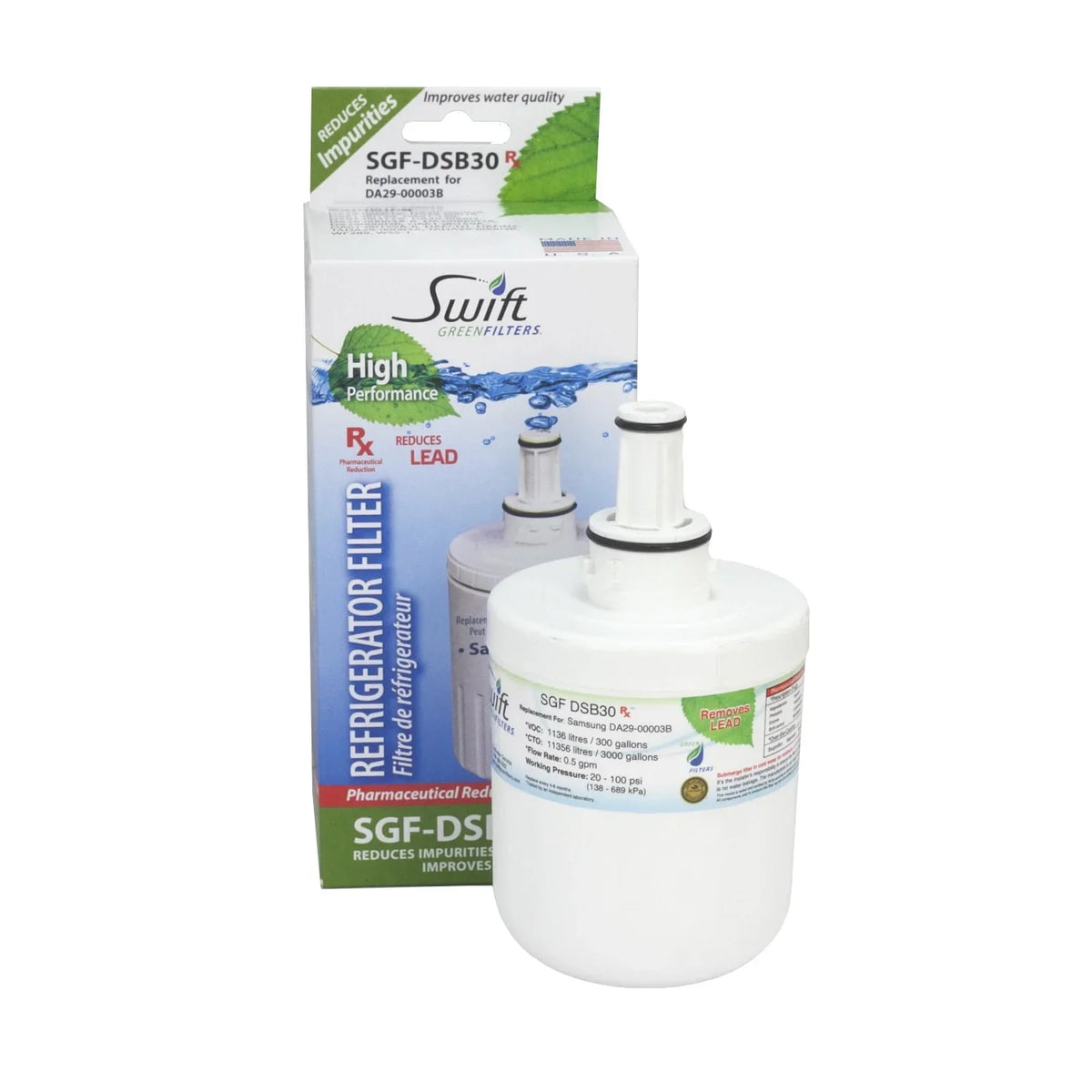 of Rx Green SGF-DSB30 Swift Filters Replacement Samsung Water for DA2900003G Filters(Pack 3) Refrigerators Pharmaceutical