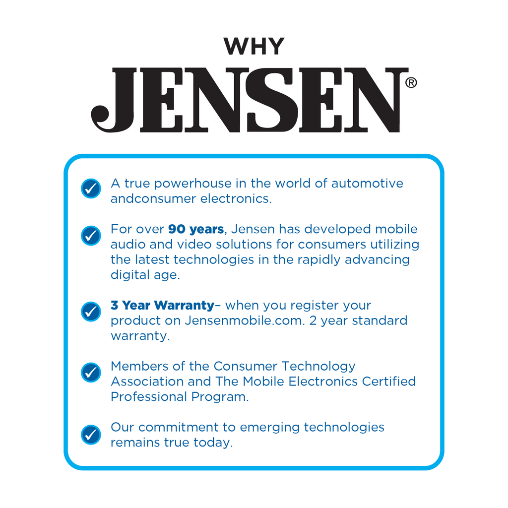 Auto, Wired Car DIN CarPlay Stereo Radio, Apple Certified Double Wireless, Jensen or Android 7-inch J3CA7W New