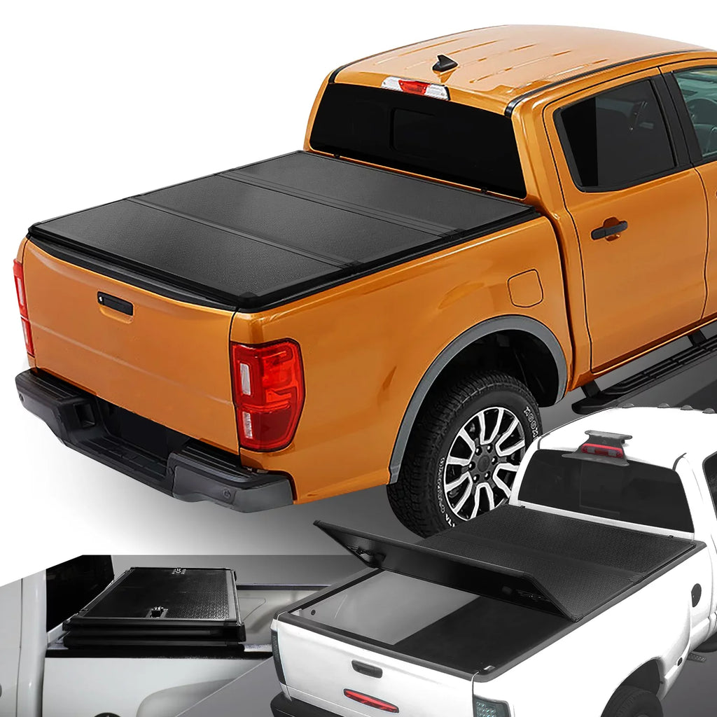 Ford 2021 Top Frame Tonneau to Short Powdercoated Tri-Fold Bed 20 Hard DNA Black Aluminum Truck 5Ft FRP TTC-HARD-090 For Motoring 2019 Cover Ranger