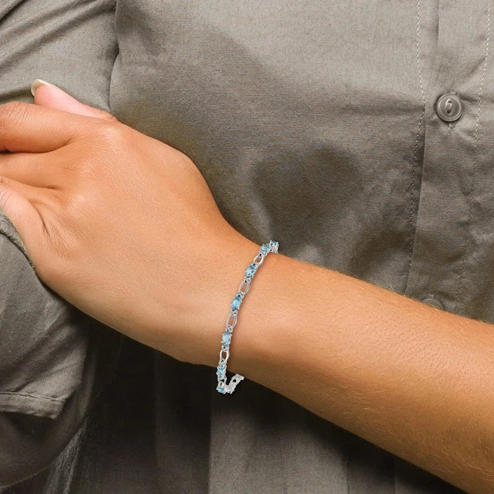 Bracelet White Topaz and 14k Blue QBM4491-BT-010-WA Diamond Gold