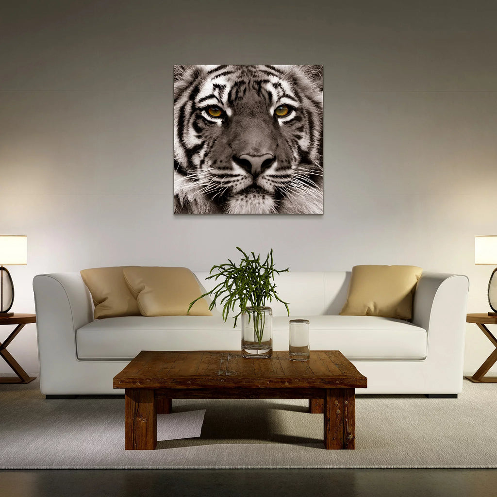 Tiger Floating Hang Glass the Art, Tempered Wall 38" Panel Frameless Eye Empire to x 0.2", Free x Graphic of Direct Ready Art 38"