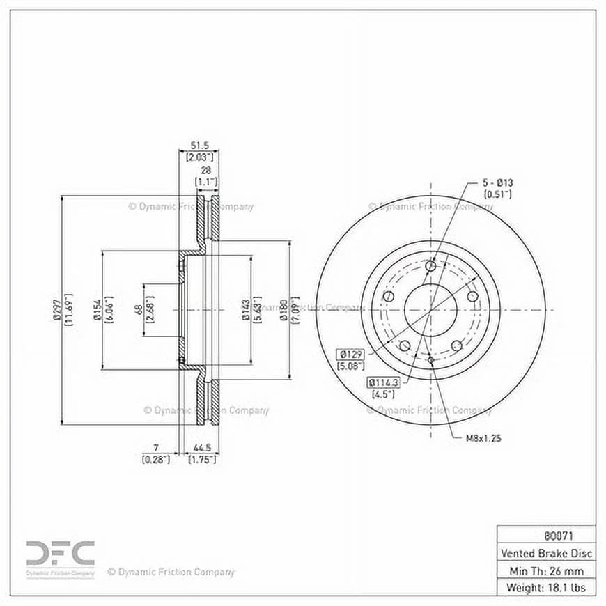600-80071 6 Rotor Mazda CX-5, For Disc Mazda Front 2013-2015 Company Friction (1) Dynamic 2014-2015 Brake