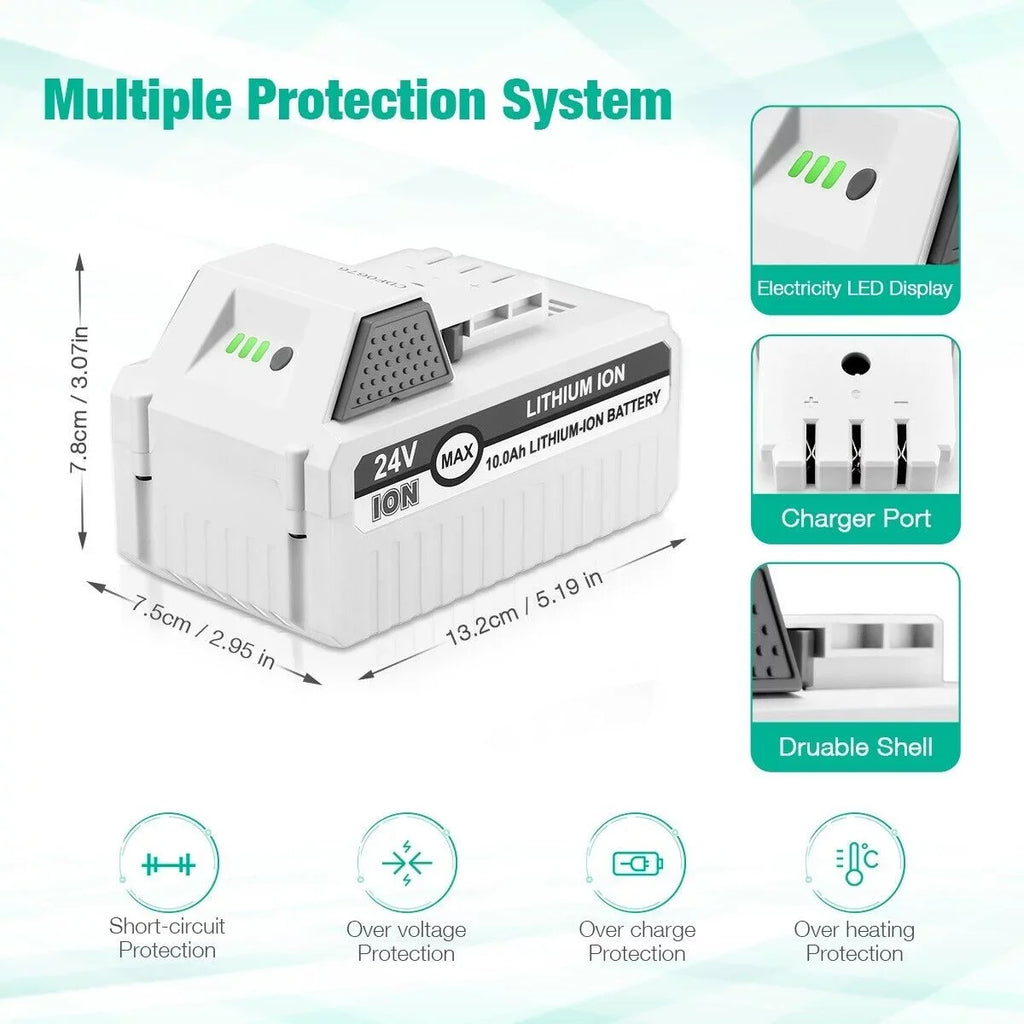 iON+ 24VBAT-LTX for for 24VBAT-LTE with and 24VBAT Joe iON+ 24V Snow System Compatible All Sun Snow Joe 24V-X2-SB18 Li-ion 10000mAh Blower Battery 2Packs Joe Cordless 24VBAT-LT 24V 24VBAT-LTW Battery