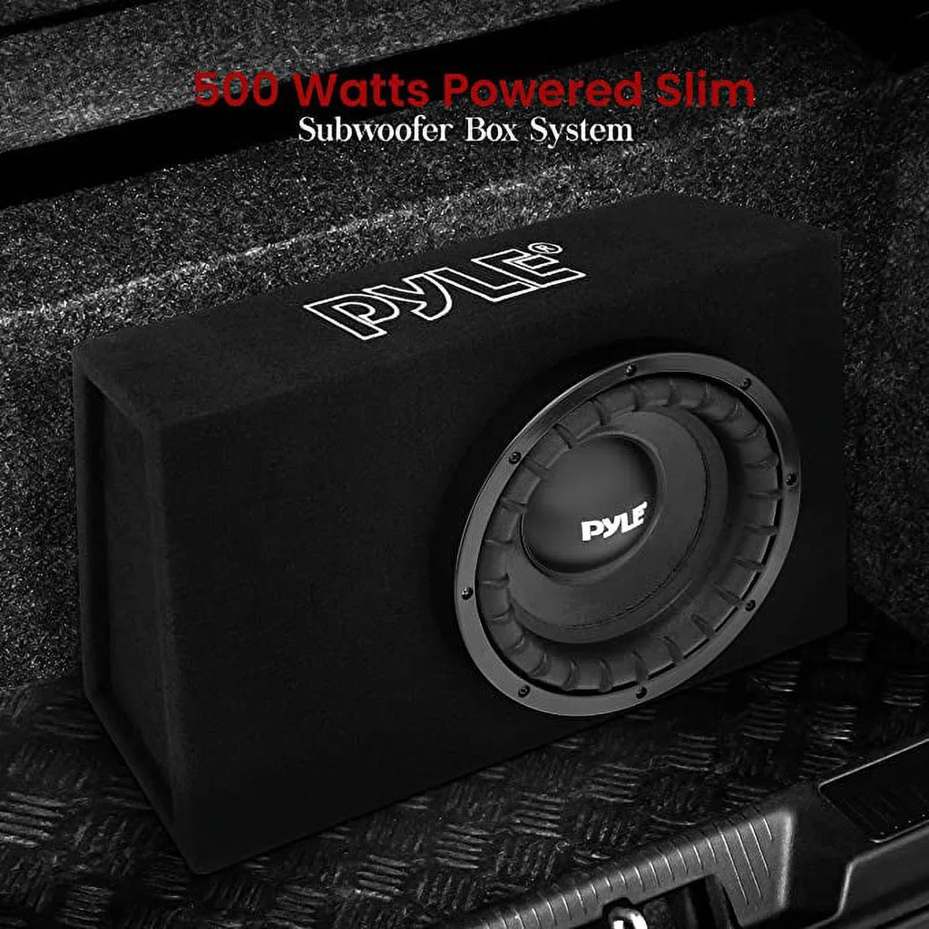 a Non-Pressed 10-inch System Woofers with Subwoofer Box High Pyle Paper 500 Powered Slim Cone Watts