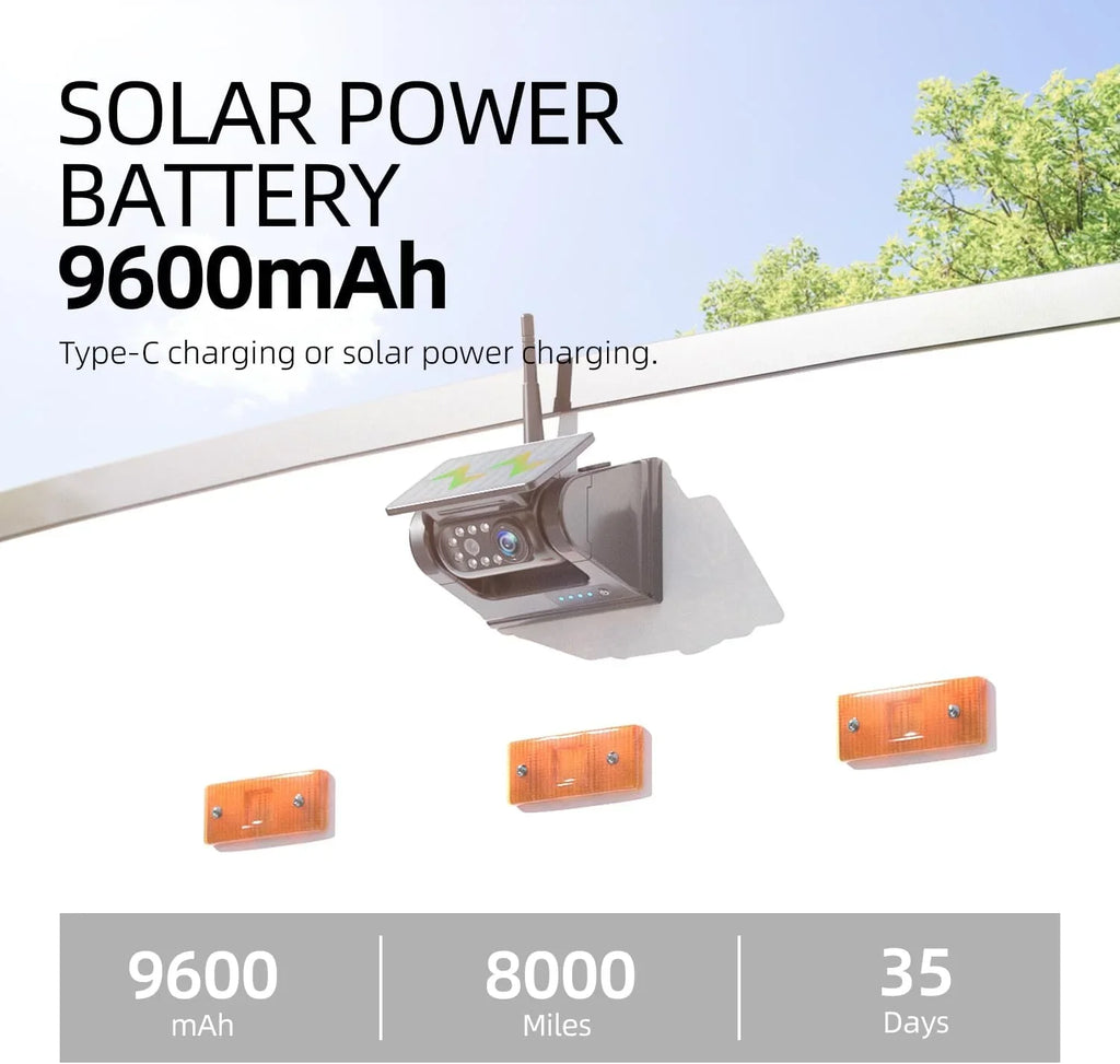 X5 Wireless Drilling 1 Backup No Min 5'' Camera Installation HD Waterproof 1080P Monitor eRapta Magnetic DIY Solar