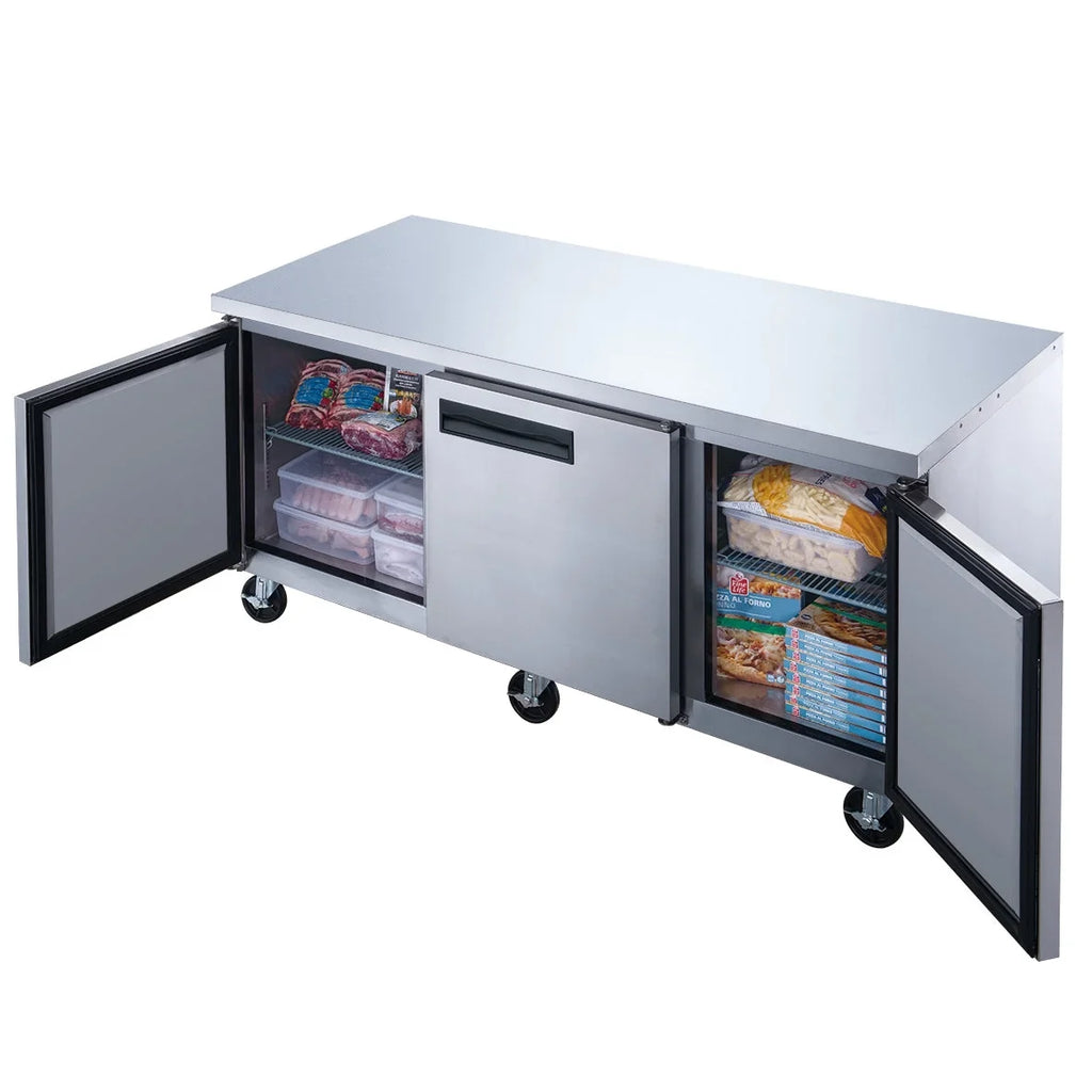 ft. 18.96 Three 72 cu. Stainless Undercounter in. Freezer Steel Door in Commercial