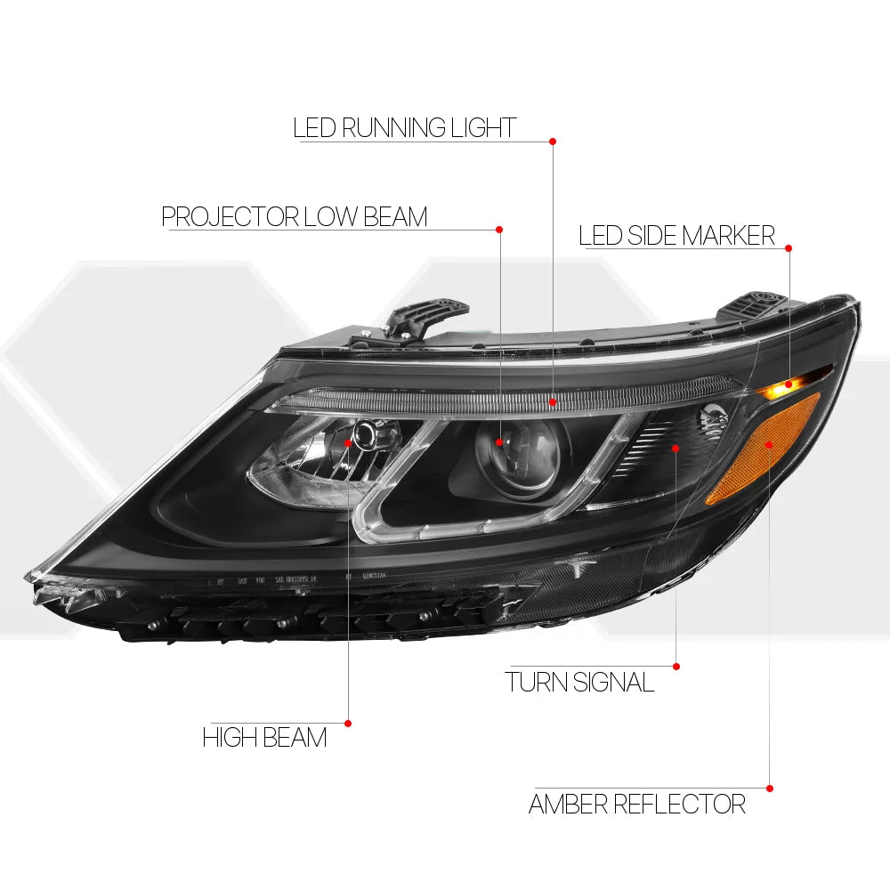 for Projector Housing Black Headlight Amber 14-15 Reflector EX/SX Sorento Kia