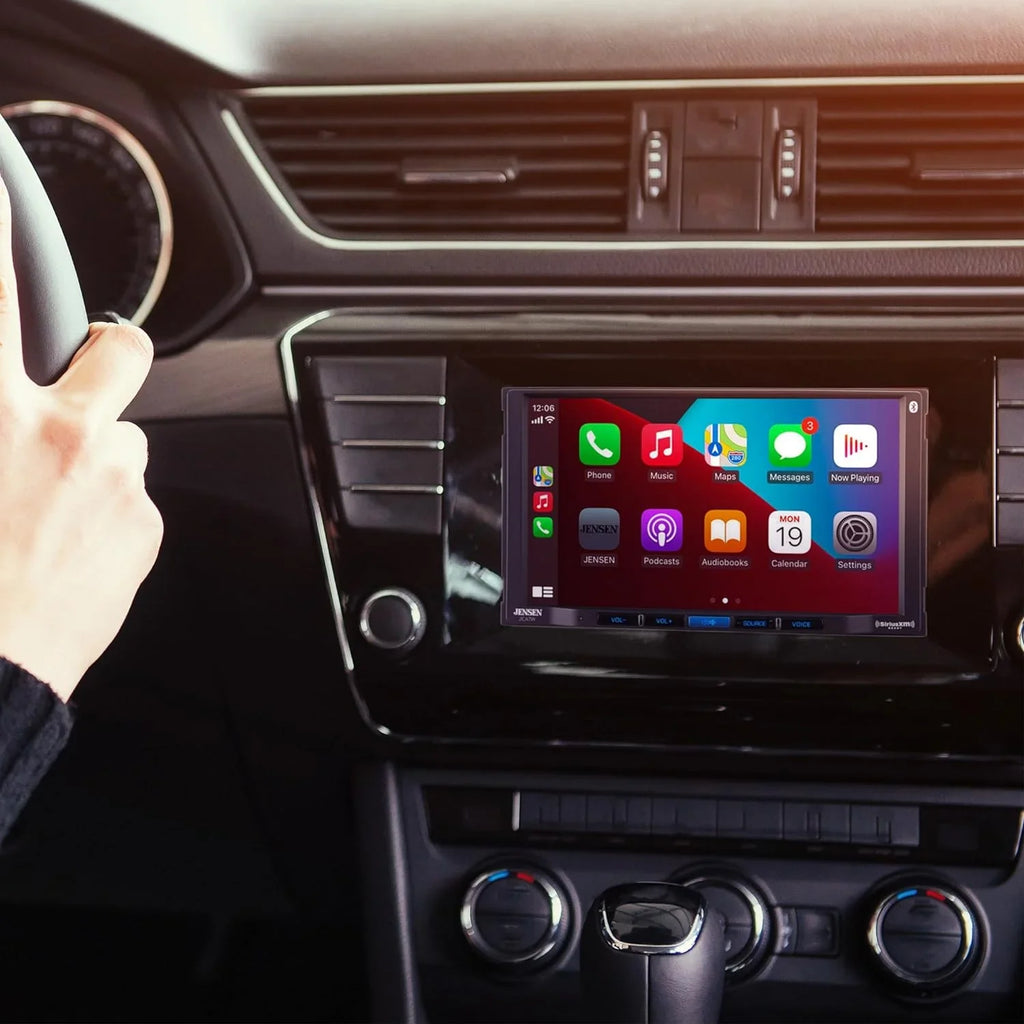 Auto, Wired Car DIN CarPlay Stereo Radio, Apple Certified Double Wireless, Jensen or Android 7-inch J3CA7W New