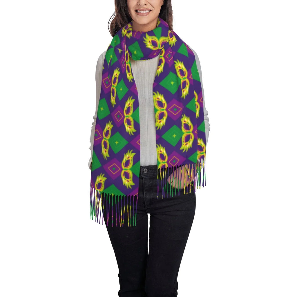 Elegant For Women Print Gras Art Soft Gifts- Mardi Bingfone Feel Cashmere Carnival3 Scarf Scarves Warm Large Winter Wrap Shawl