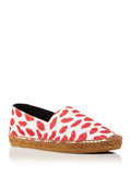 Lip Shoes Bianco Toe Espadrille Slip On Round Red SAINT Platform 36 LAURENT Logo Printed Woven Womens