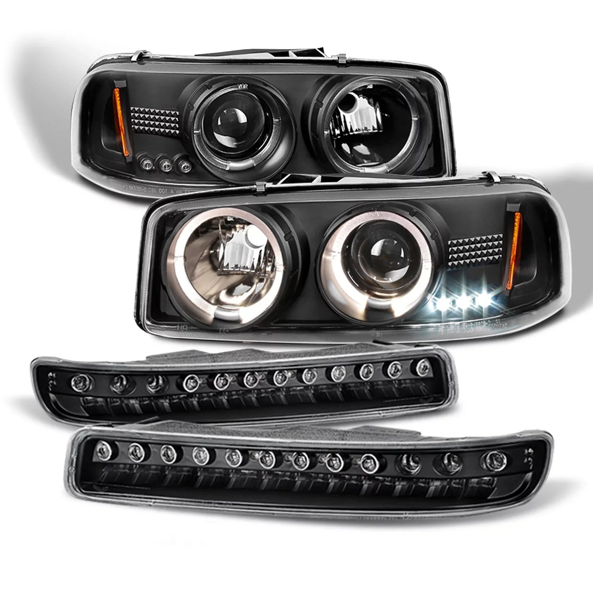 Signal Replacement + Halo Projector Lights - AKKON GMC Headlights Yukon LED Sierra Bumper For Lamps Combo