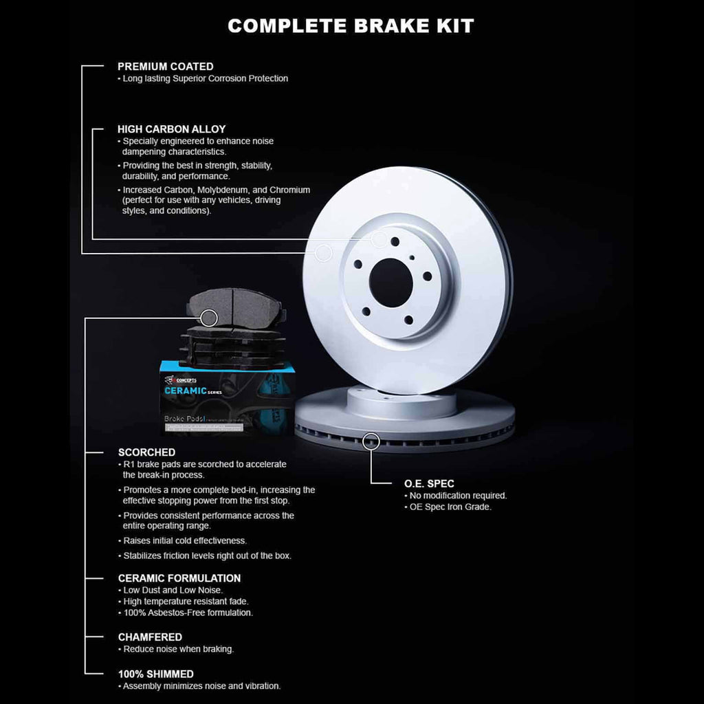 Rotor 2002-2003 HONDA Concepts Ceramic R1 R1 Pads Wdwh2 Concepts Brake 59054 With CIVIC select: Coated Fits SI Carbon