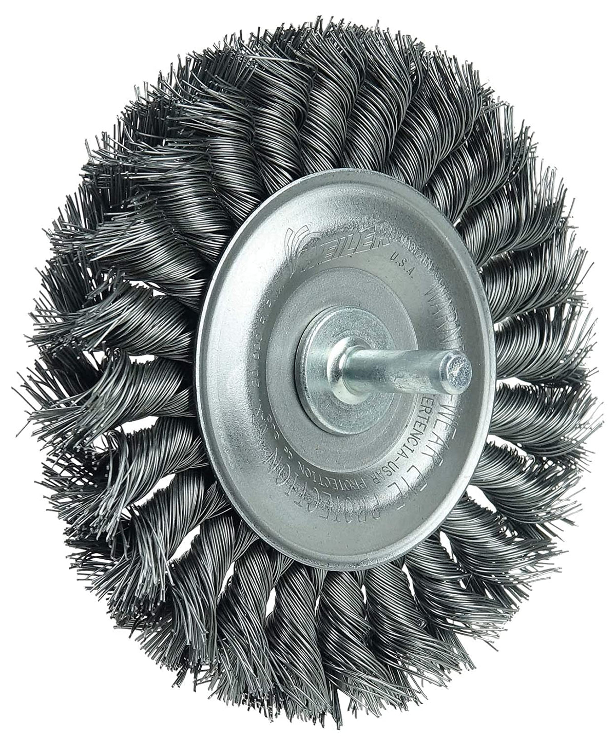 17687 1/4" Wheel, Wire in .014" Steel 4" Weiler Stem-Mounted Fill, the Knot Stem, Made USA