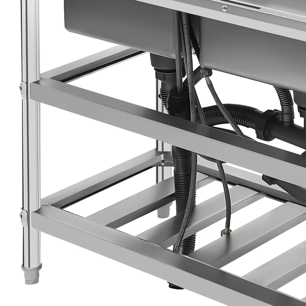Sink Utility Sink, Wuzstar Kitchen Commercial Faucet with Stainless and High Steel Bowl Cold Double Hot