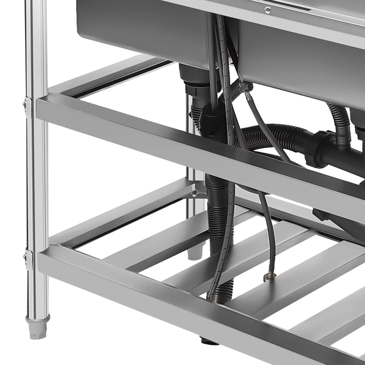 Sink Utility Sink, Wuzstar Kitchen Commercial Faucet with Stainless and High Steel Bowl Cold Double Hot