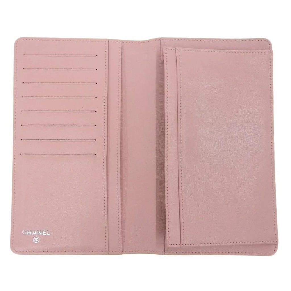 16 here bi-fold Pre-Owned wallet caviar (Good) long skin Chanel A48651 logo series mark pink CHANEL