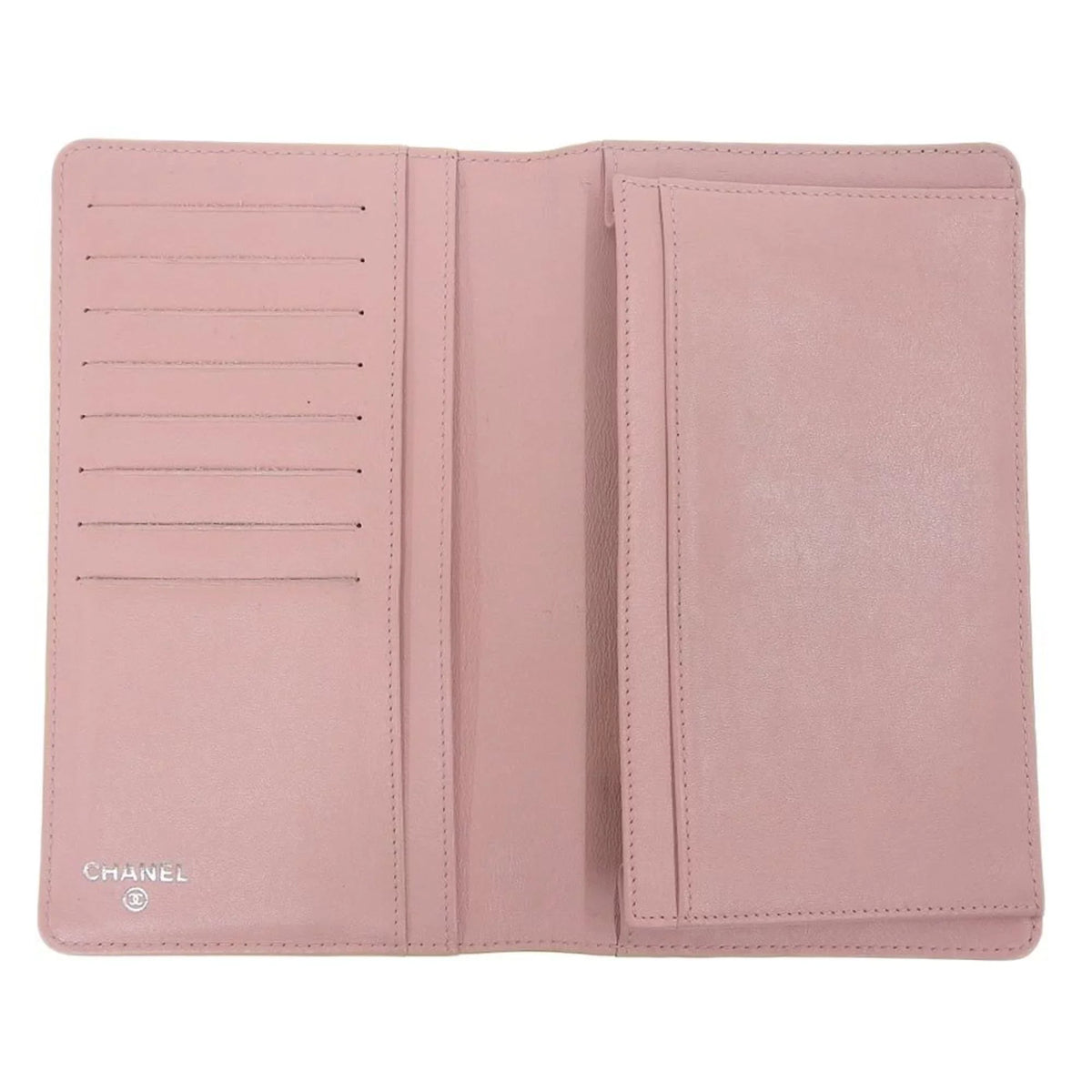 16 here bi-fold Pre-Owned wallet caviar (Good) long skin Chanel A48651 logo series mark pink CHANEL