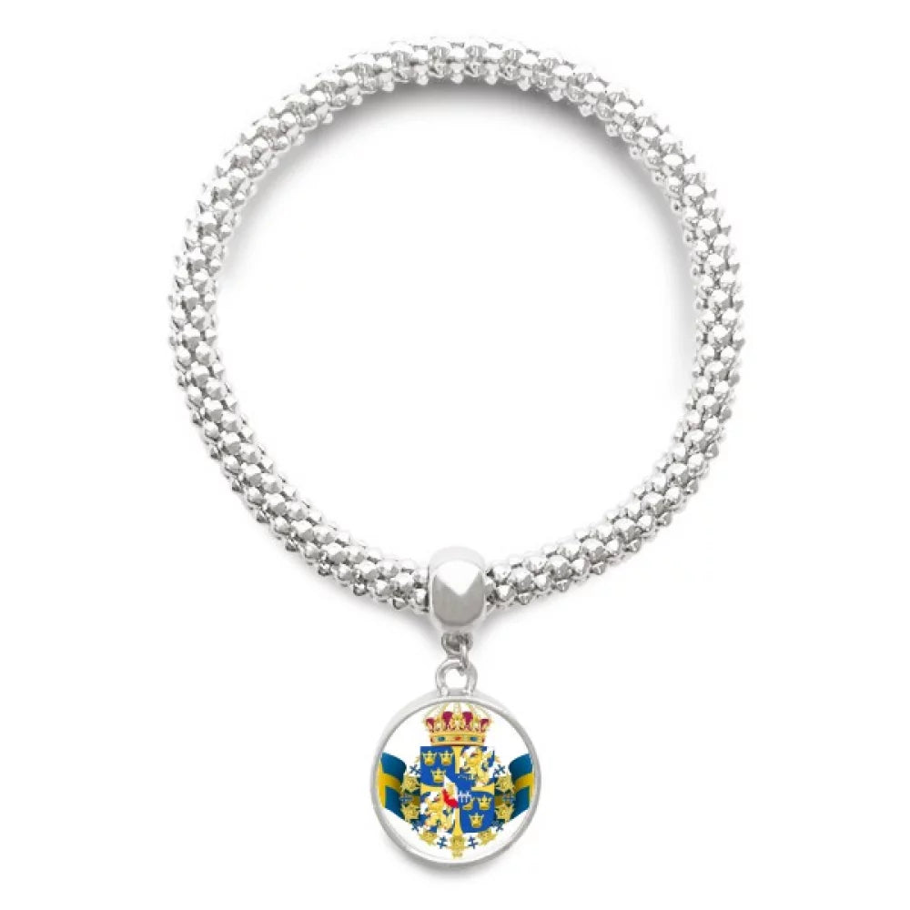 Emblem Bracelet Adjustable Sweden Symbol National Pendant Country Chain Bangle Jewelry Sliver