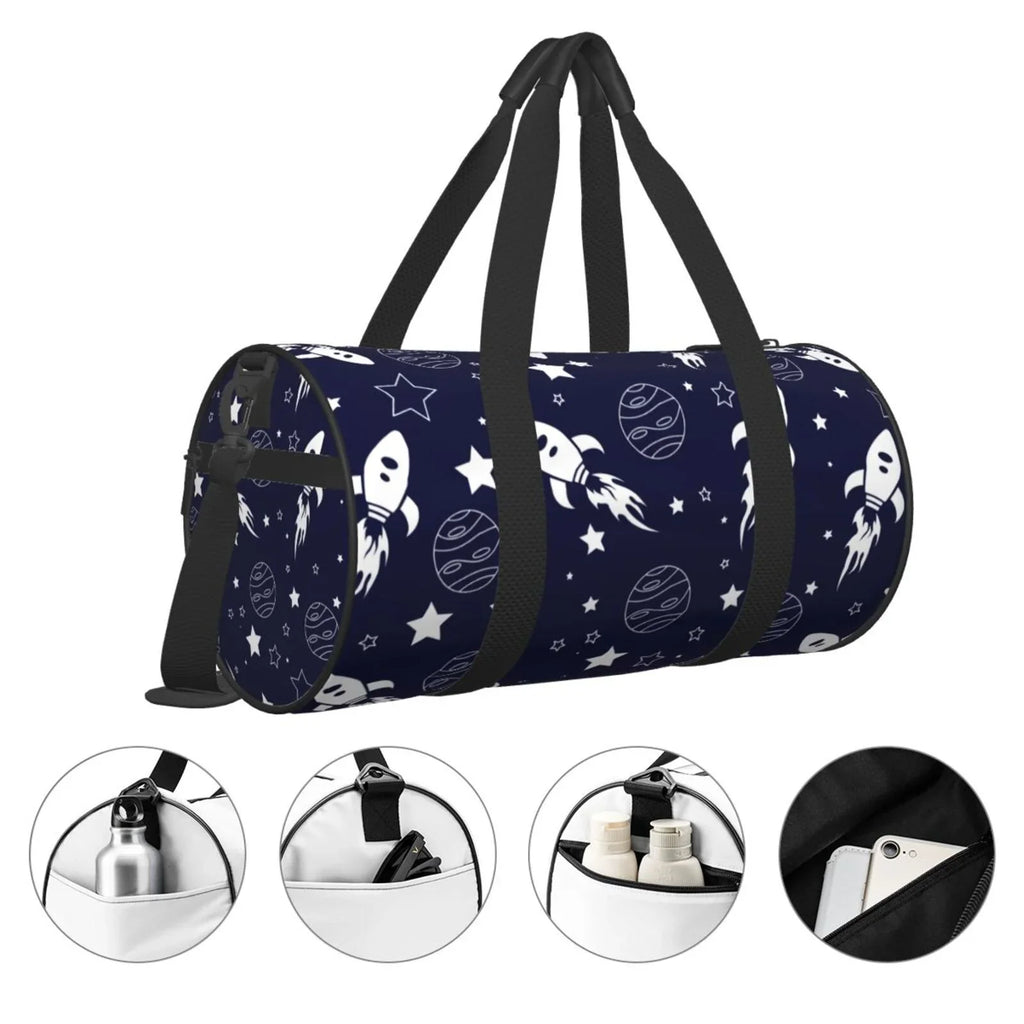 Men ZNDUO Bag, Travel Seamless Weekenders Shoulder Women Sports Round Bags Bag Space Pattern Gym for Tote