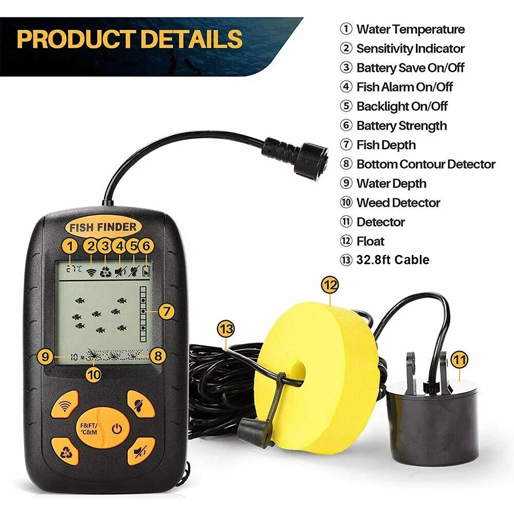 Finder Alarm Experience Sensor Enhance Sonar Your Echo Advanced Jahy2Tech Fishing Technology Fish Transducer Portable - with