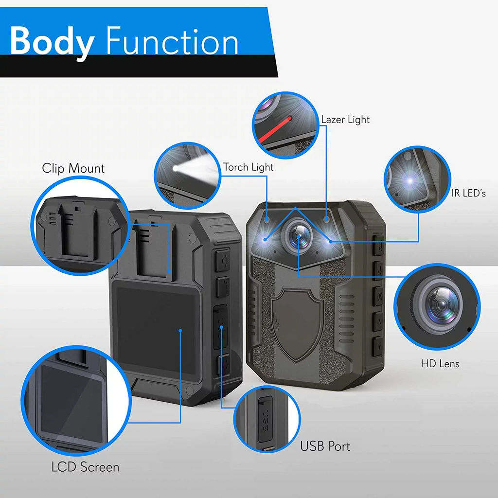 Police Camera Rechargeable Law Security 1920x1080p Recording, - Cam, Enforcement Wireless Body Waterproof Audio Detector Video PPBCM8 Mini Video Surveillance Vision, Motion HD Wearable - Night