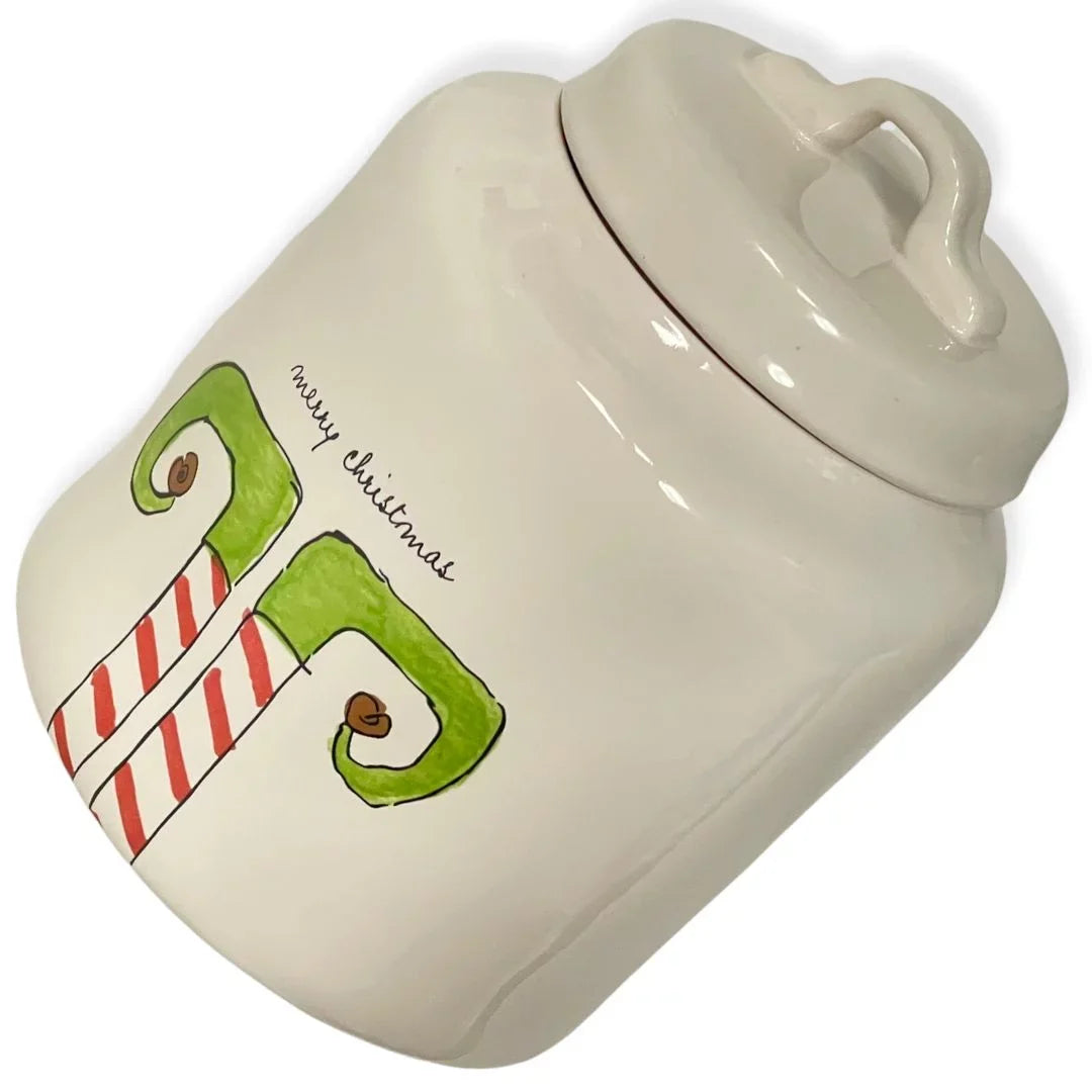 Letters CHRISTMAS Black LL MERRY White With Ceramic ELF Dunn Canister Rae