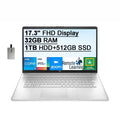 HDD+512GB 17.3" USB HP SSD, Nits HD Computer, 250 Webcam, FHD Processor, Intel Card RAM, Iris i5-1155G7 Win11, Laptop Intel Backlit Xe 1TB Graphics, HD 32GB Audio, 32GB 2021 Silver, IPS Keyboard, Core