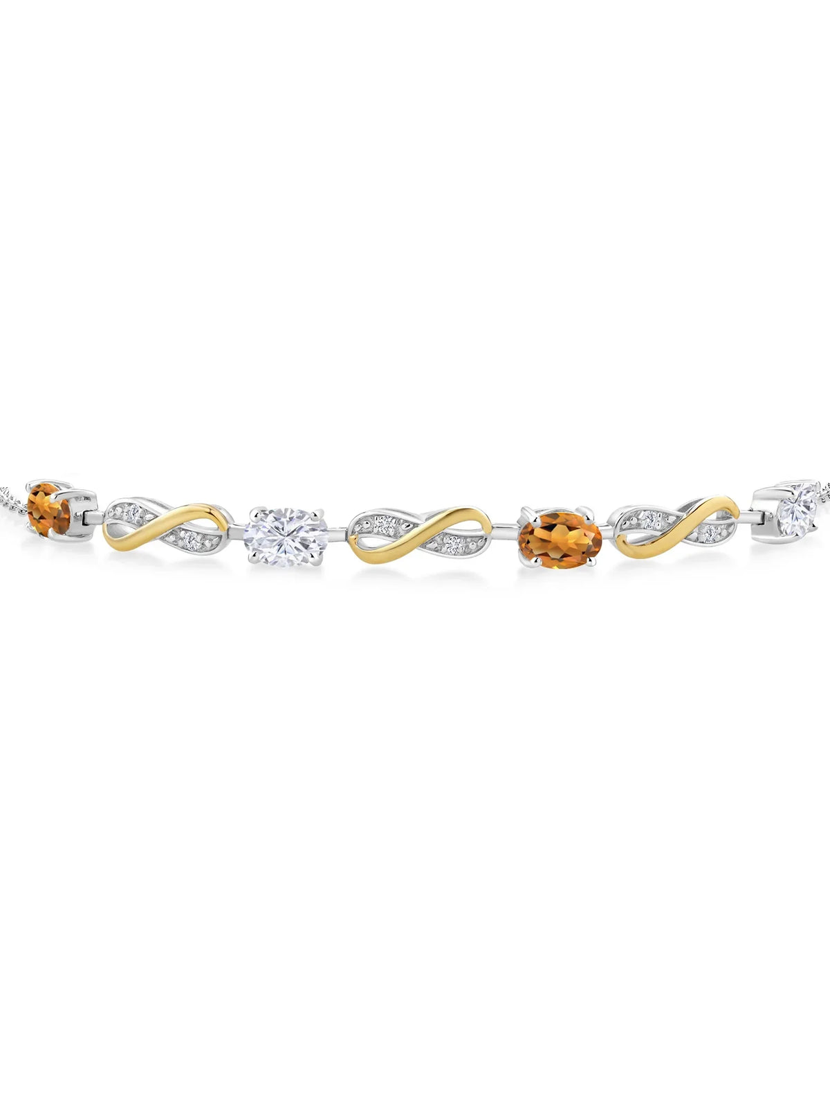 Girls Gem Infinity Mom Wife Moissanite Stone Fully Cttw, Her 7.5 Bracelet Diamond Lab Grown Citrine Yellow 10K For and King Up Gold to Silver Women Madeira Adjustable Mother's (1.85 925 inch)