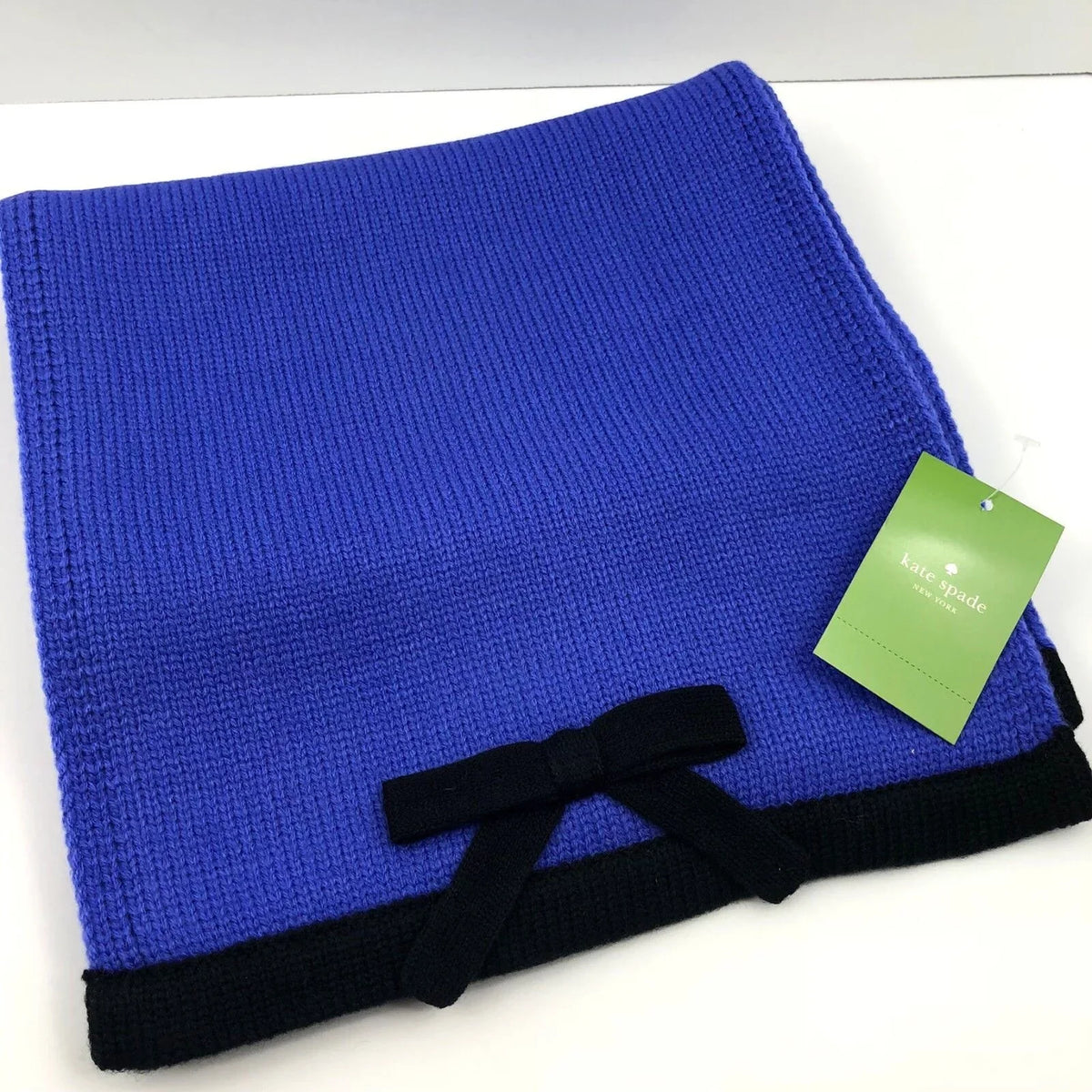 Contrast Ensemble Blue New Women's Knit Bow Muffler Kate York Scarf Spade