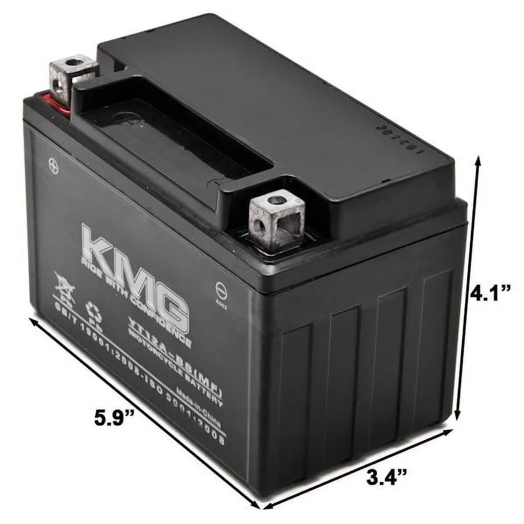 Scooter ATV OEM YT12A-BS with 2005-2012 Snowmobile 1000 Free Powersport Replacement Battery KMG High Motorcycle SMF Compatible Sealed Maintenance GSX-R1000 Suzuki Battery Performance 12V