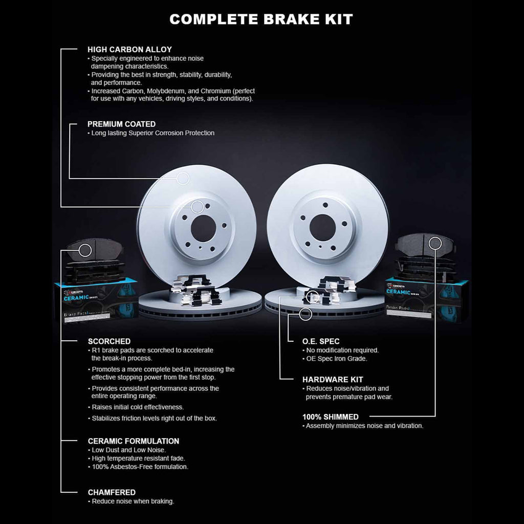 Rotor 2002-2003 HONDA Concepts Ceramic R1 R1 Pads Wdwh2 Concepts Brake 59054 With CIVIC select: Coated Fits SI Carbon