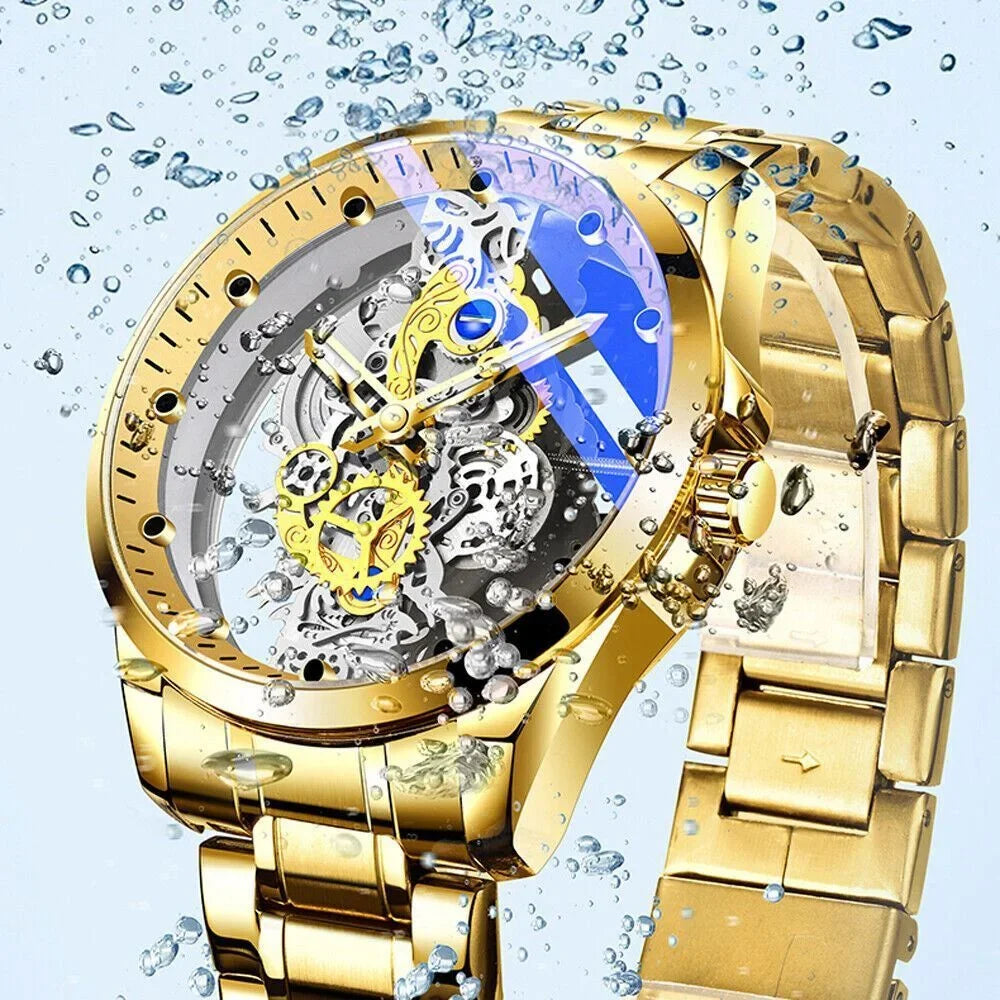 Automatic Skeleton Business Watch Steel Men's USA Stainless Hollow Quartz Luxury