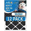 Comparable Filters AIR. FILTERS - Furnace 8 Pack AIRX in to 14x24x1 700, FPR 5, WICKED by Odor Filters Filter MERV Rating, Air Pet of MPR Made Retention CLEAN USA 12