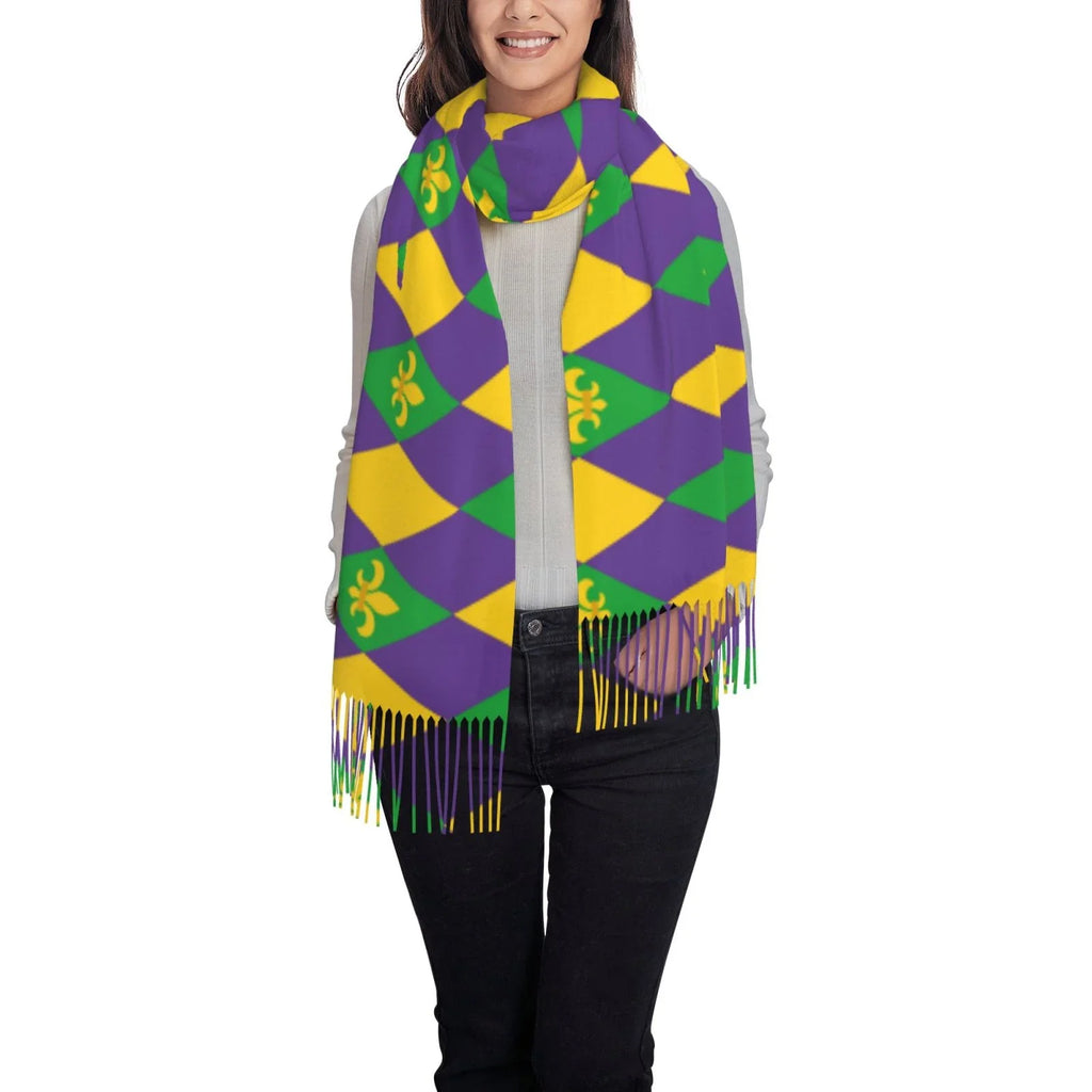Soft Wrap Women Mardi Shawl Elegant Cashmere Print Gifts- Winter Scarf Gras Scarves Bingfone Warm Large Art Feel For