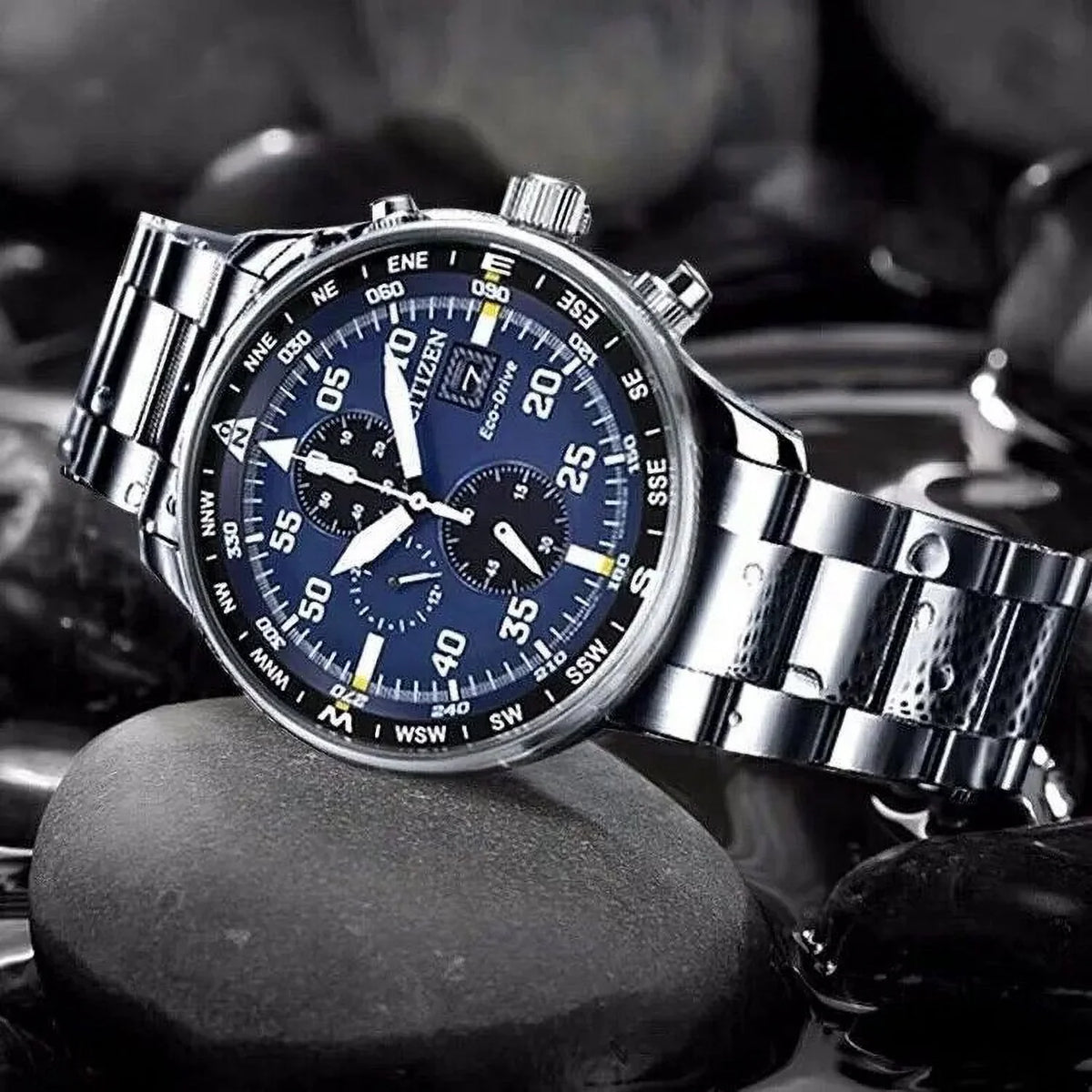 Watch Black Men's Dial Classic NEW Business Chronograph Eco-Drive Aviator