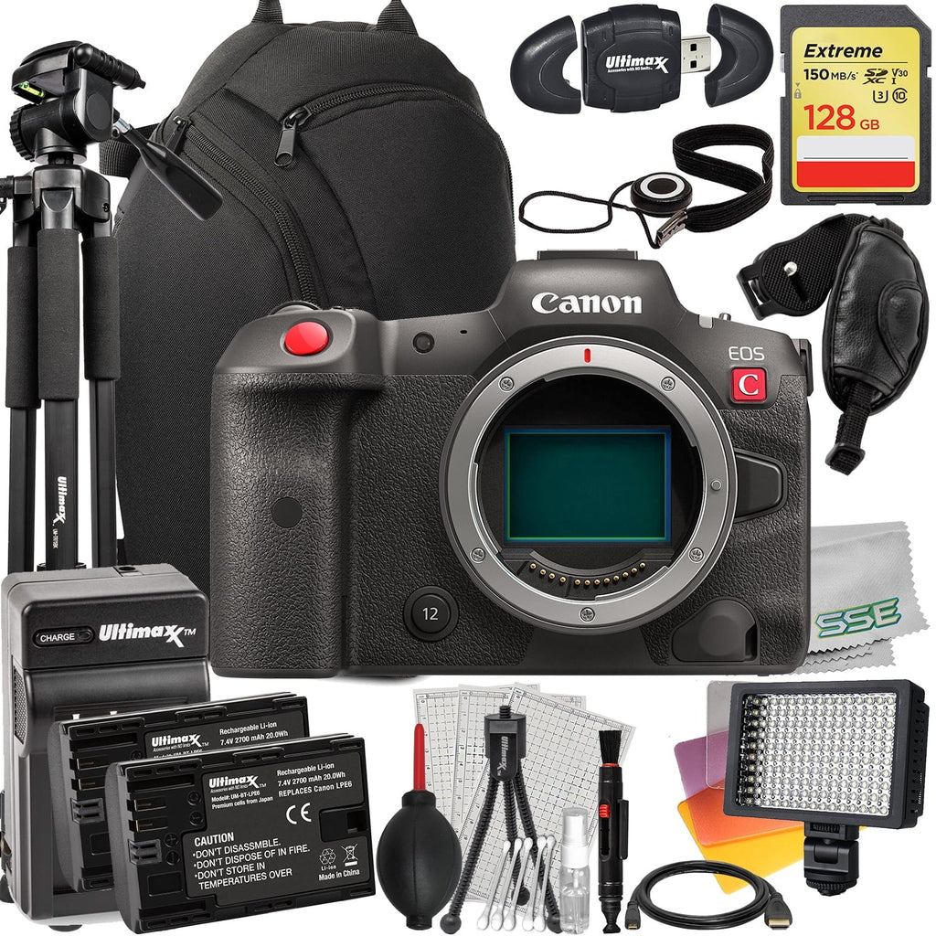 Much Ultimaxx R5 Batteries, Extreme 2x Camera Bundle) Mirrorless Video Canon Includes: & Cinema 128GB LED Card, Memory Advanced Replacement More Bundle (25pc 160 - C Light